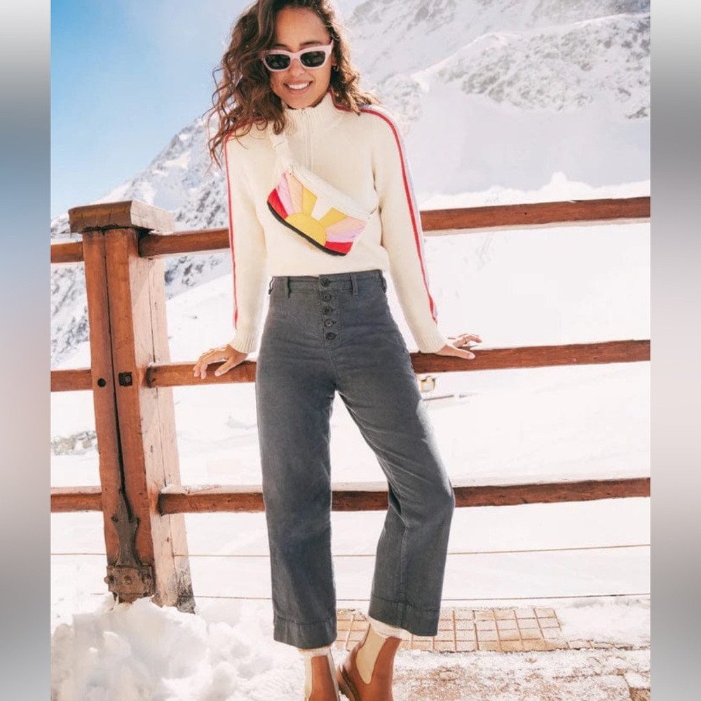 Marine Layer Dusty Blue Grey Wide Leg Cropped Cords